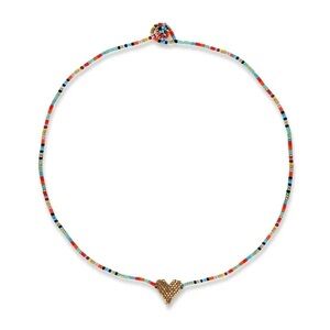 NWT Monarch Market Miyuki Rainbow Heart Seed Bead Necklace NEW WITH TAGS